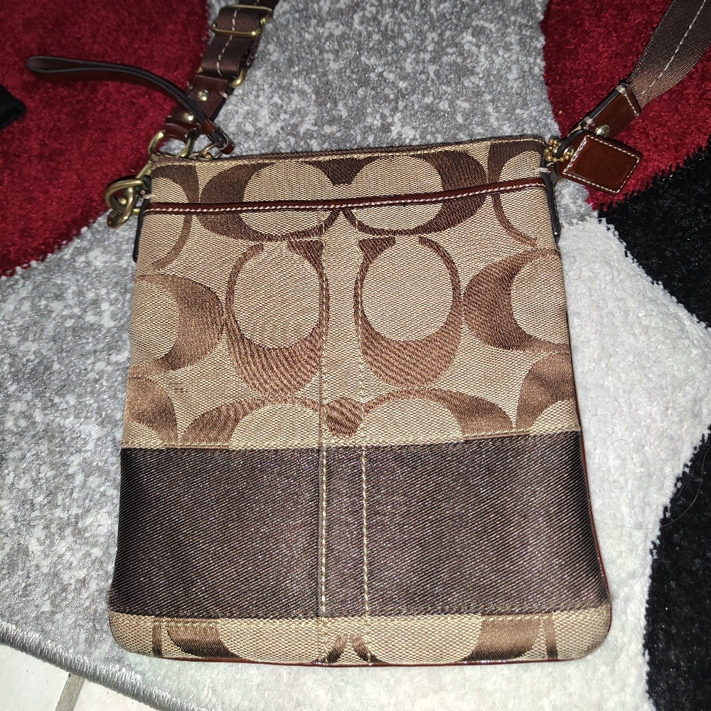 Coach Small Signature Crossbody in Brown/Tan